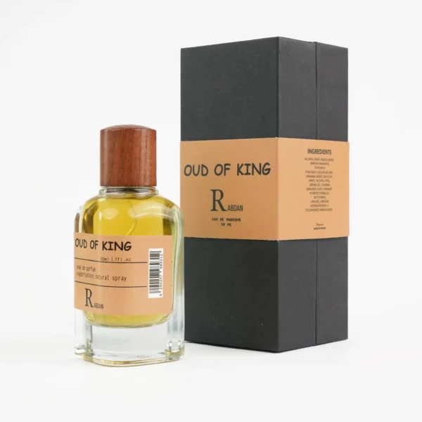 RABDAN Oud of King 50ML EDP is a luxurious fragrance for men featuring vibrant top notes of passionfruit, fruity notes, Turkish rose, and saffron, with a warm base of leather, Akigalawood, amber, and vanilla. This luxury perfume is one of the most sought-after UAE perfumes for men, embodying elegance and sophistication.