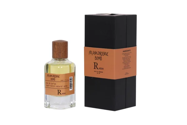 Rabdan Frankincense Bomb 50ml EDP – luxury oriental woody perfume with frankincense, sandalwood, vanilla, and saffron.