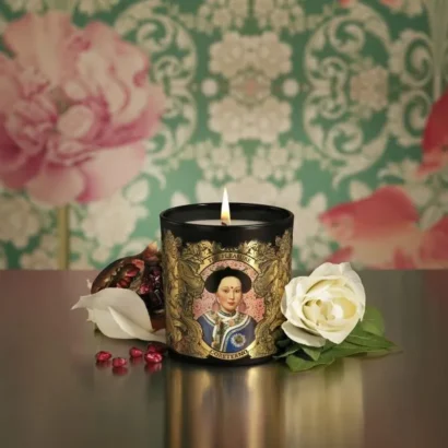 Coreterno The Pleasure floral candle black glass