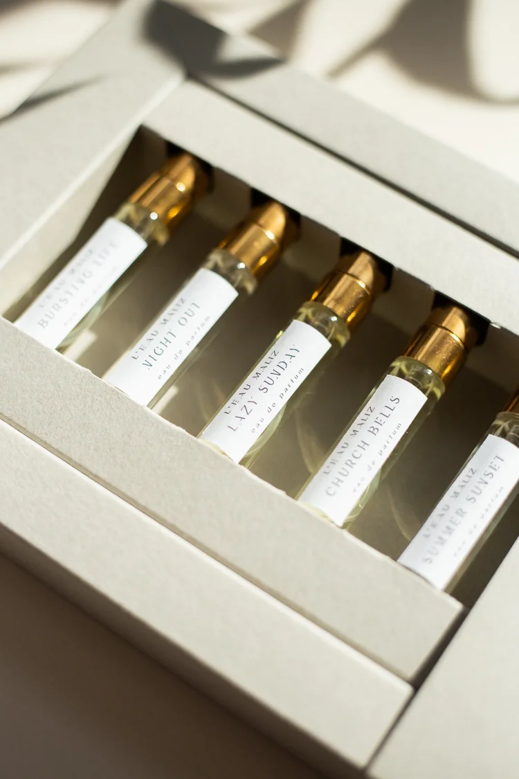 L’Eau Maliz five fragrance discovery set open box